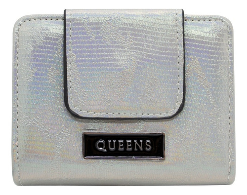Queens Billetera Mujer Cuero Sintético Qw23 Small Natural Color Plateado Qw23small