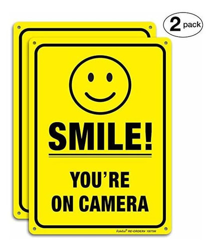 (2 Pack) Sonrisa Que Está En Cámara Señal Video Surveillance