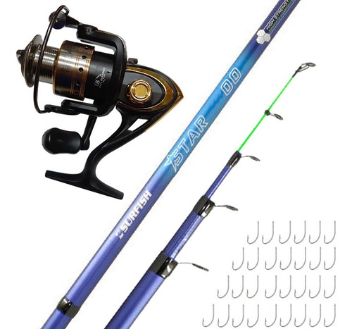 Combo Pesca Pejerrey Caña Surfish Star 4m + Reel 8 Rul + Anz