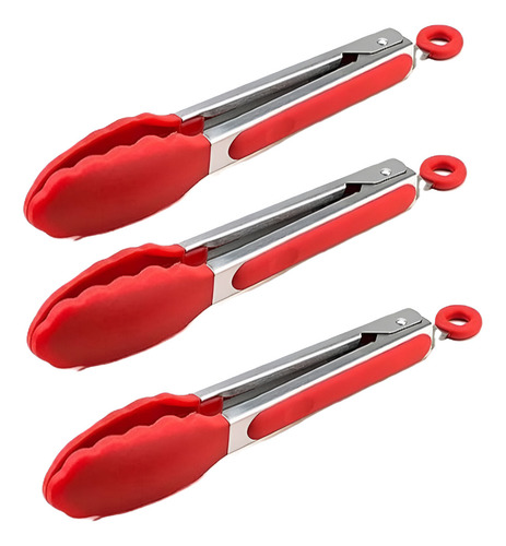 Pinza De Cocina Multiuso Universo Gastronómico Pinza De Silicon Color Rojo Pack X 3 Unidades