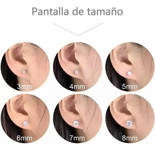 Aretes Zirconia Acero Inoxidable Hipoalergénico 6 Pares
