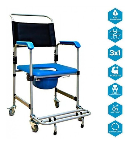 Imagem 5 de 5 de Cadeira Sanitária Higiênica De Banho Aço D50 Dellamed 150 Kg