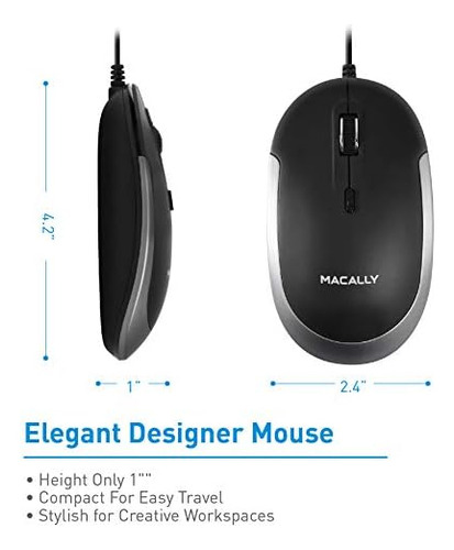 Ratón Inalámbrico Macally Silent - Ratón Usb Delgado Y Compa
