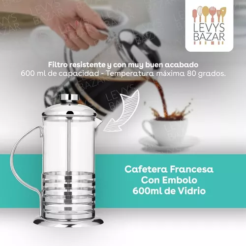 Cafetera Manual A Émbolo Vidrio Acero Francesa Cocina Bazar