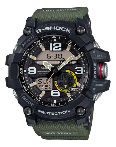 Reloj Casio G-shock Gg-1000-1a3dr Master Of G Hombre Correa Verde militar Fondo Negro