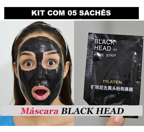 Kit 05 Black Head Máscara Preta Remove Tira Cravos Espinhas