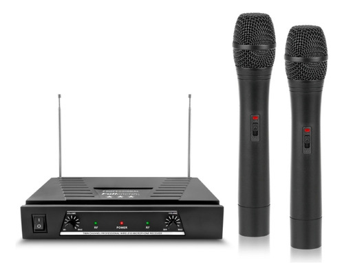 Microfóno Inalámbrico Vhf Base Doble Y Control Volumen K-909 Color Negro