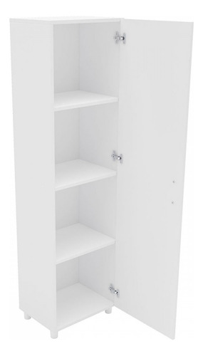 Armario multiusos Floreal con 1 puerta y 3 estantes, color blanco, PNR