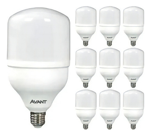 Kit Com 10 Lâmpadas Led De 40w Bulbo E27 6500k Branco Frio Luz Branco-frio
