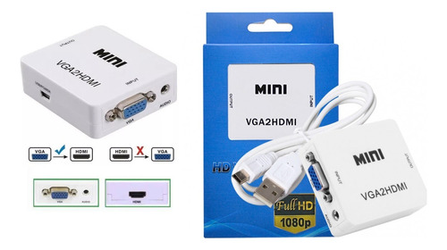 Convertidor Vga A Hdmi Con Cable De Audio Nuevo 