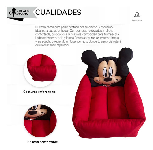 Cama Mascota Perro Mickey Mouse Pets Resistente Cómoda