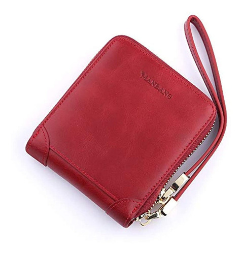 Carteras De Cuero Para Mujer, Color Rojo, Marca Manbang