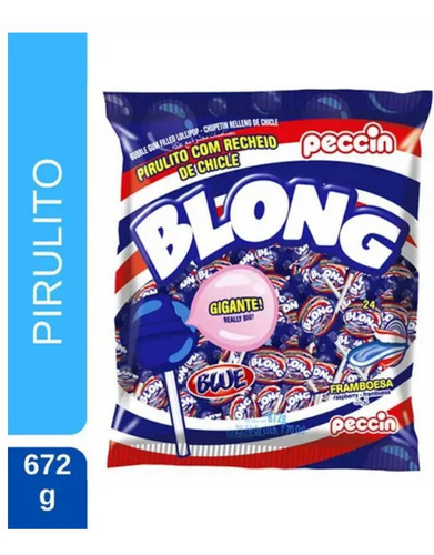 Pirulito Gigante Blong Peccin Recheio De Chicle Pinta Lingua Sabores Framboesa Pinta Lingua