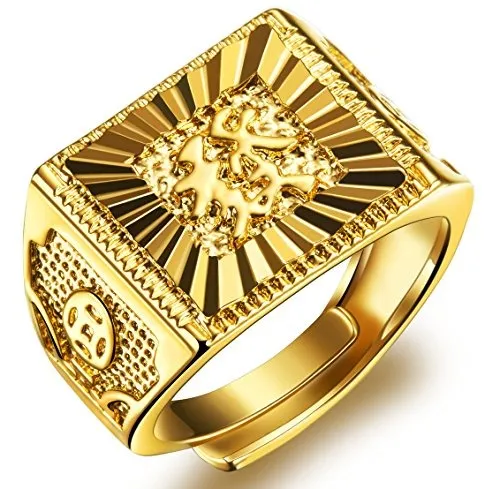 Anillo De Oro Para Hombre 18k Chapado En Oro De Lujo Brillan