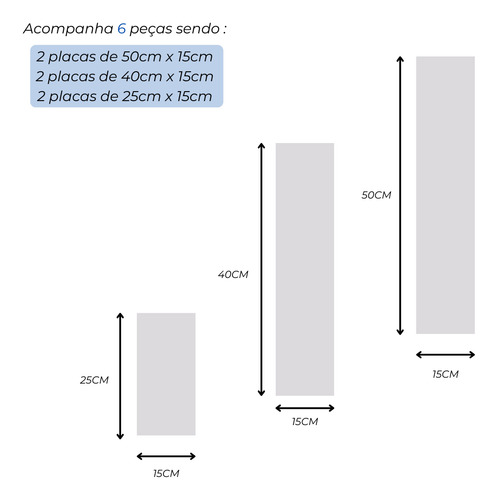 Kit 6 espelho decorativo acrilico Acrilplas Botucatu cor prateado
