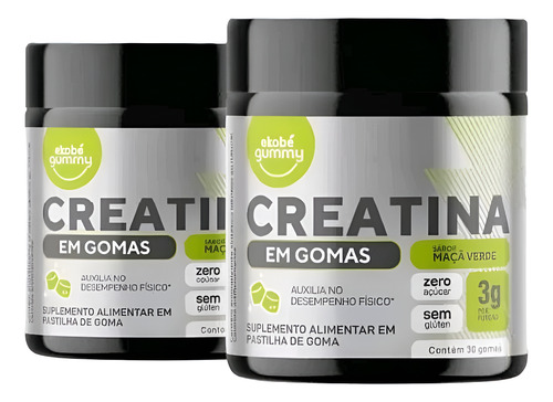 Creatina Monohidratada Goma Nutrition Maçã Verde Kit 2 Potes