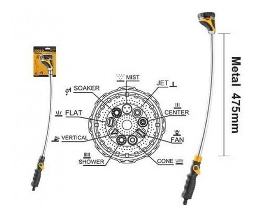  Puntero Riego Metalico Largo Hww092 Ingco - Smf