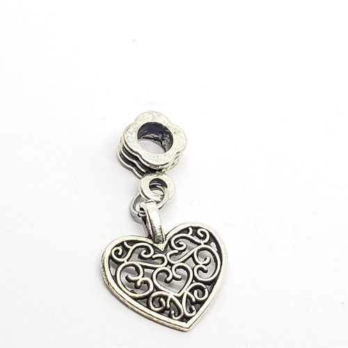 Charms De Corazon Calado Para Pulsera +estuche Cc13 Diámetro 5.08 Cm Largo 2 Cm