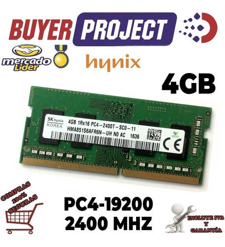 Memoria Ram Hynix Sodimm Ddr4 4gb Pc4-19200 2400mhz Laptop