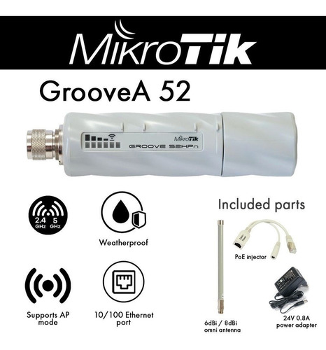 Imagen 2 de 6 de Router Mikrotik Rbgroovea-52hpn Cpe Dualband + Antena Omni