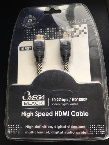 Cable Hdmi Omega 15 Pies Cbh-015 Gold Black