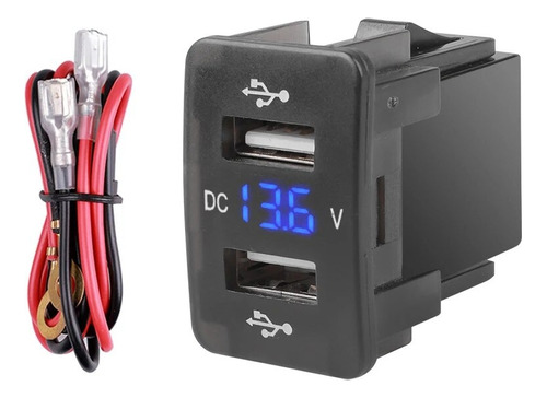 Cargador 2 Usb Embutido Auto Con Voltímetro