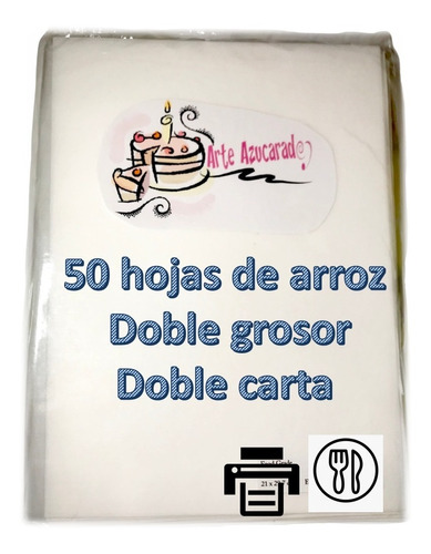 50 Hojas De Arroz Papa Comestible Oblea Doble Carta Gruesas