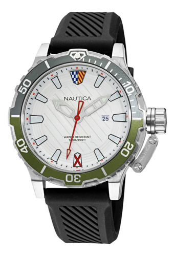 Reloj Nautica Napgls112 Glenrock Lagoon 46mm Color De La Correa Negro Color Del Bisel Oliva Color Del Fondo Blanco