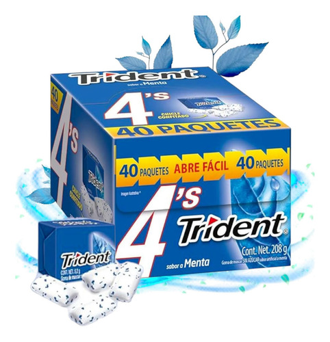 Caja Gomas De Mascar Trident X40 Paquetes Menta 208g
