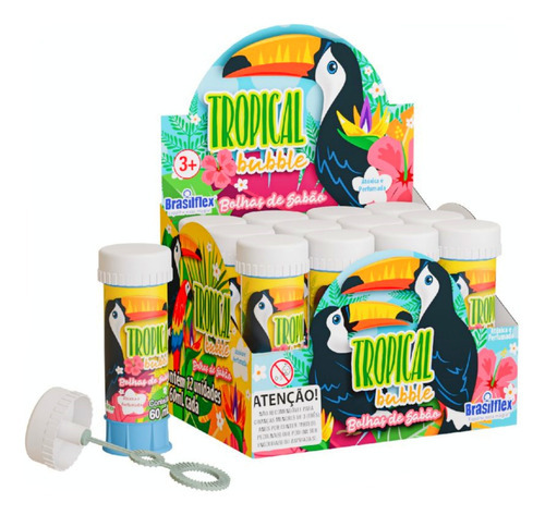 Bolinhas De Sabão Tropical Tucano 24u Lembrancinha De Festa Cor Colorido