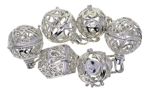 6pcs Locket De Jaula Mixta, Caja De De Filigrana Hueca,