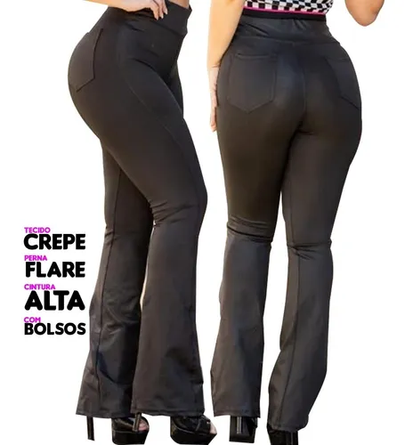 Calca legging flare com bolso 2025
