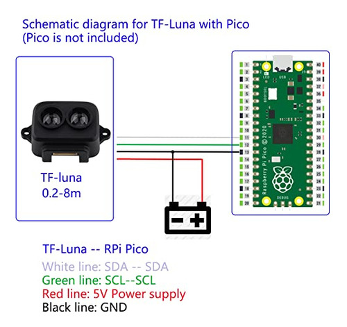 Sensor Telémetro Lidar Wishiot Tf-luna De 0,2 M A 8 M Con Un