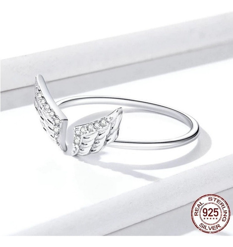 Imagen 2 de 6 de Anillo Alas Circones Ajustable Para Mujer En Plata 925