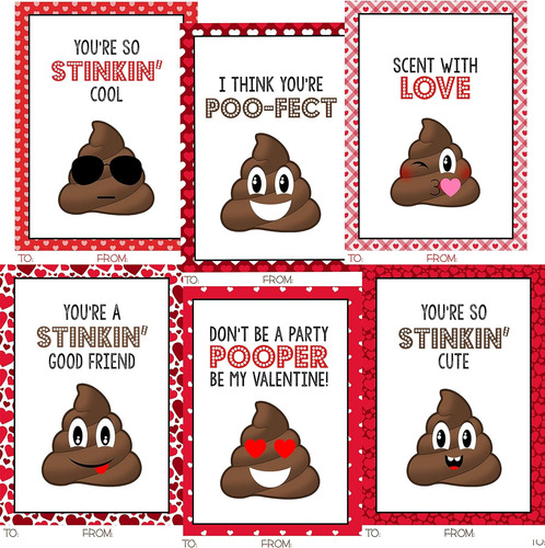 Poop Emoji - Juego De Tarjetas Compartir Día De San Va...