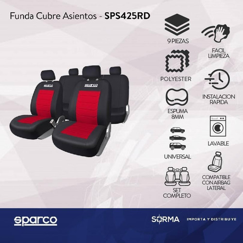 Imagen 2 de 9 de Fundas Cubre Asientos Auto Sparco 9 Piezas Universal