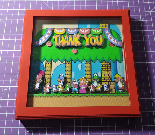 Quadro 3d Super Mario World Tela Final