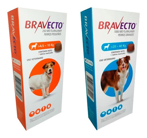 Antipulgas Bravecto 4.5 A 10 Kg + Bravecto 20 A 40 Kg - Pack