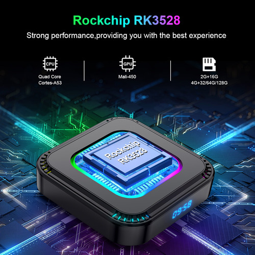 Reproductor De Vídeo 8k Led Rk3528 Rbox Hk1 Box 13.0 Quad-co