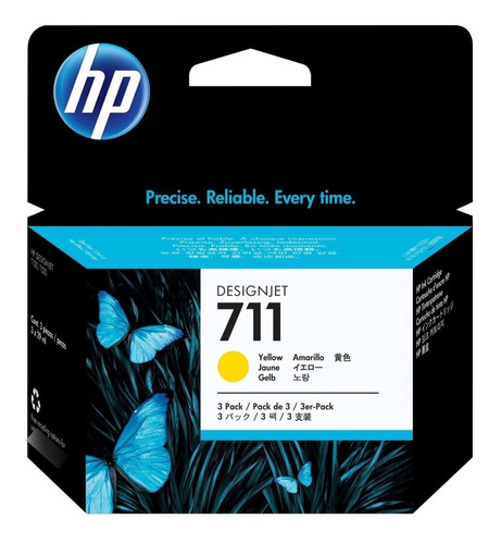 Tinta Hp 711 29 Ml (3 Cartuchos) Amarilla Original (cz136a)