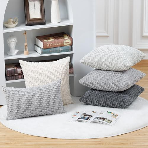 Set De 2 Fundas De Almohada Pana Bohemia 50x50cm Blanco Gris