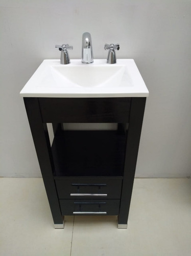 Imagen 5 de 5 de Vanitory 40cm Ancho Color Wengue C/2 Cajones Barrita