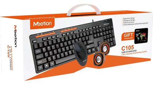 Kit 4 En 1 Meetion Mt-c105 Teclado Mouse Speaker Pad