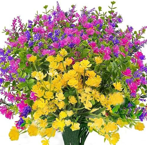Hifidecky 24 Paquetes De Flores Artificiales Al Aire Libre P