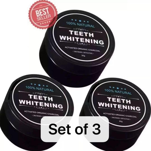 Kit 3 Carvão Em Pó Branqueador Dentes Ativado 100% Natural