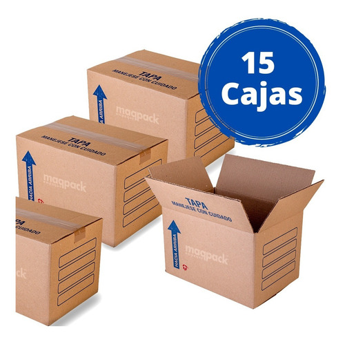 15 Cajas De Carton Corrugado Para Empaque 20x16x13cms Mp30