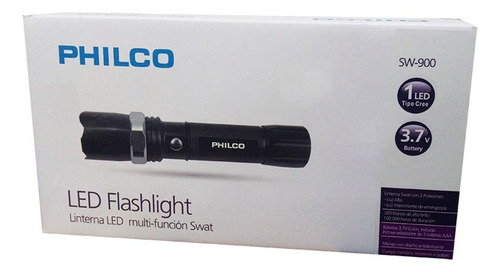 Linterna Philco Sw900 Led Multifunción Swat Negro