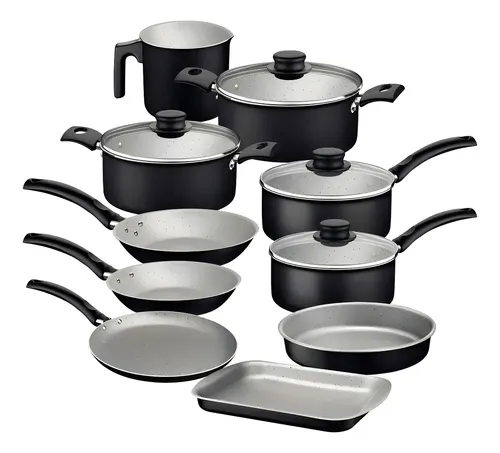 Jogo De Panelas Tramontina Antiaderente Turim 10 Pç Preto