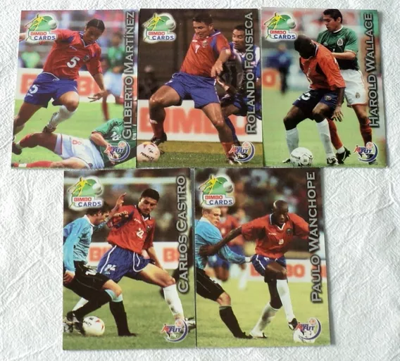 5 Tarjetas Bimbo Cards Seleccion Costa Rica Futbol 2002