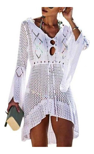 Sexy Sheer Crochet Vestido Cubierto Playa